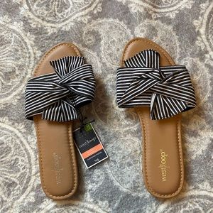 Westloop Sandals blue and white striped bow